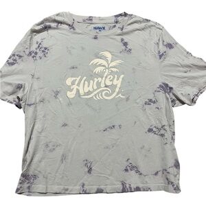 Hurley Surf Lavender Tie-Dye Babydoll Tee Palm Logo Size Medium Crop Beach Vacay